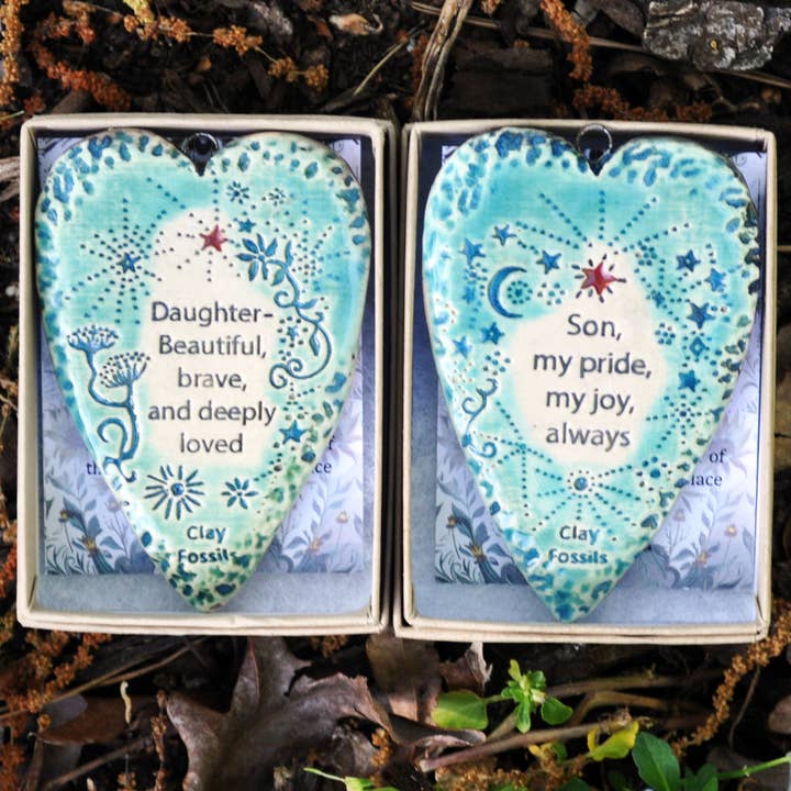 Clay Fossils - Wholesale Ornament - Daughter, beautiful, brave, boxed gift, USA handmade