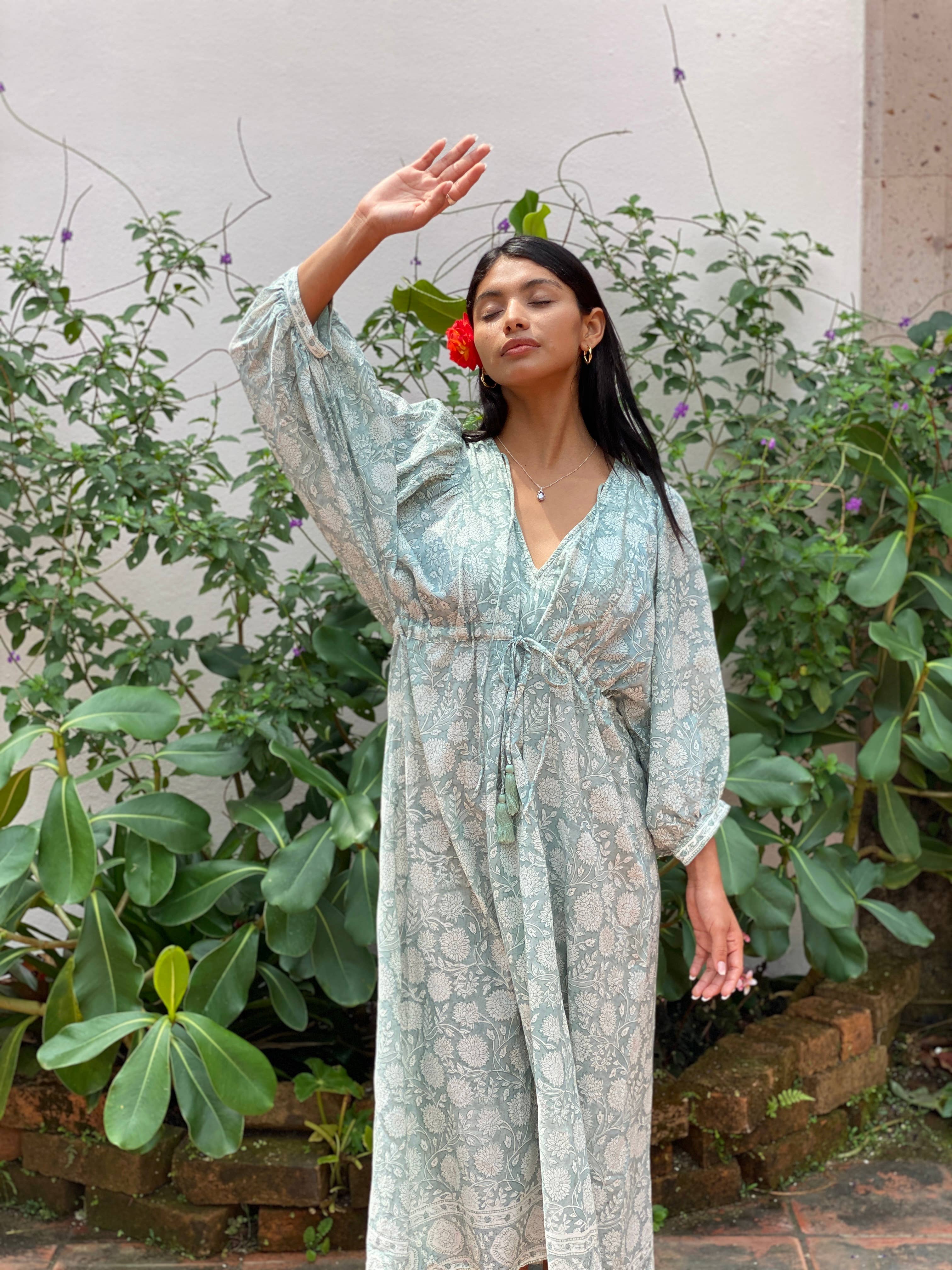 The Fox and The Mermaid - Wholesale Dress - Women's - Block Printed Drawstring Cotton Dress (Indra)5