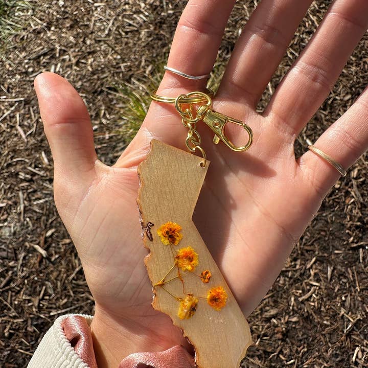 SeaLion Resin - Wholesale Keychain - Unisex - California flower poppy keychain ~ any state available6