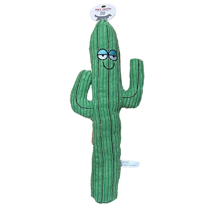 Cactus Plush Pet Toy with Squeaker, 13" Tall with Smile for wholesale by Texas Toy Distribution