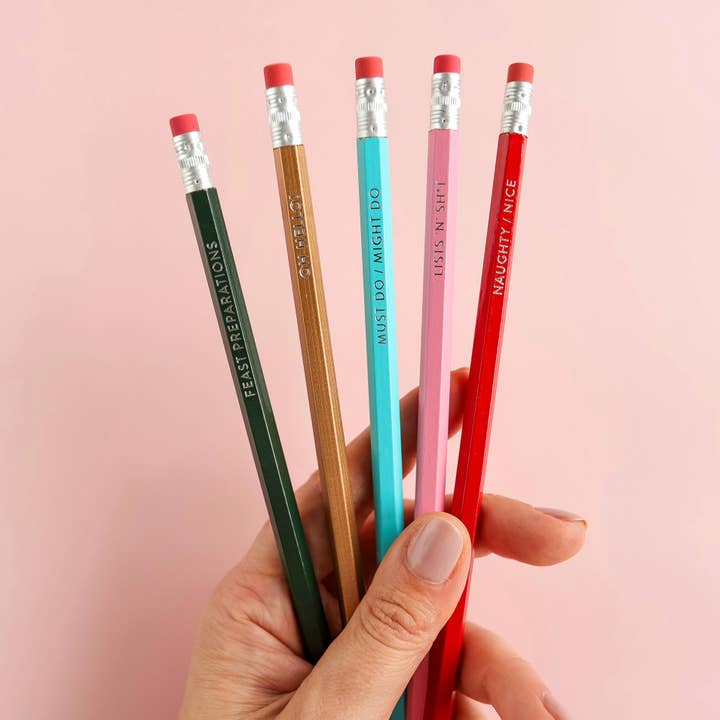 Lot de 5 crayons festifs Cheeky pour la vente par Pickled Pom Pom