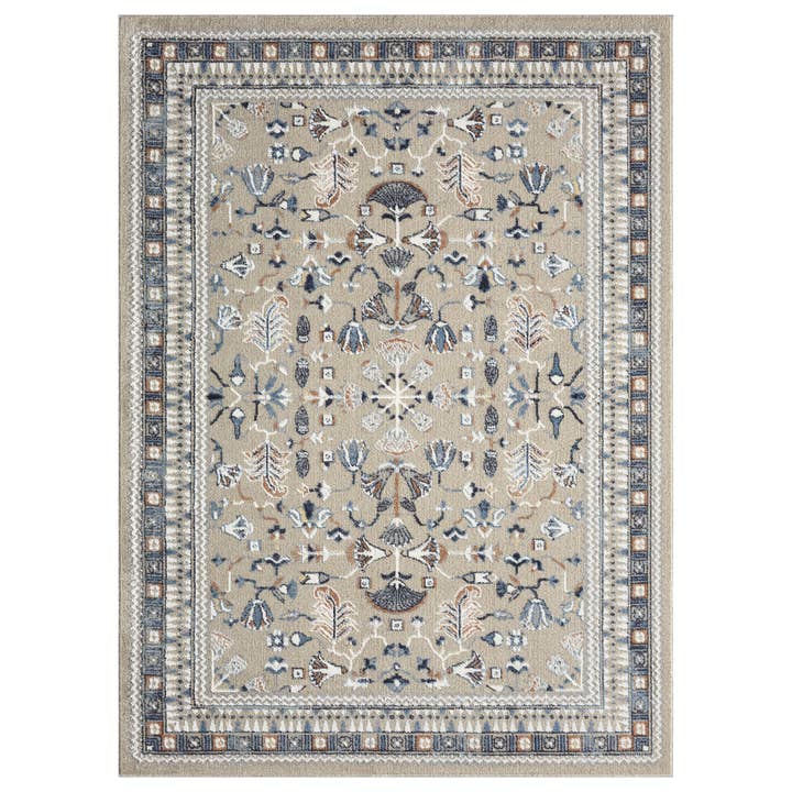 LR Home - Wholesale Area Rug - Washable Modern Blue/Beige Modern Indoor Area Rug1