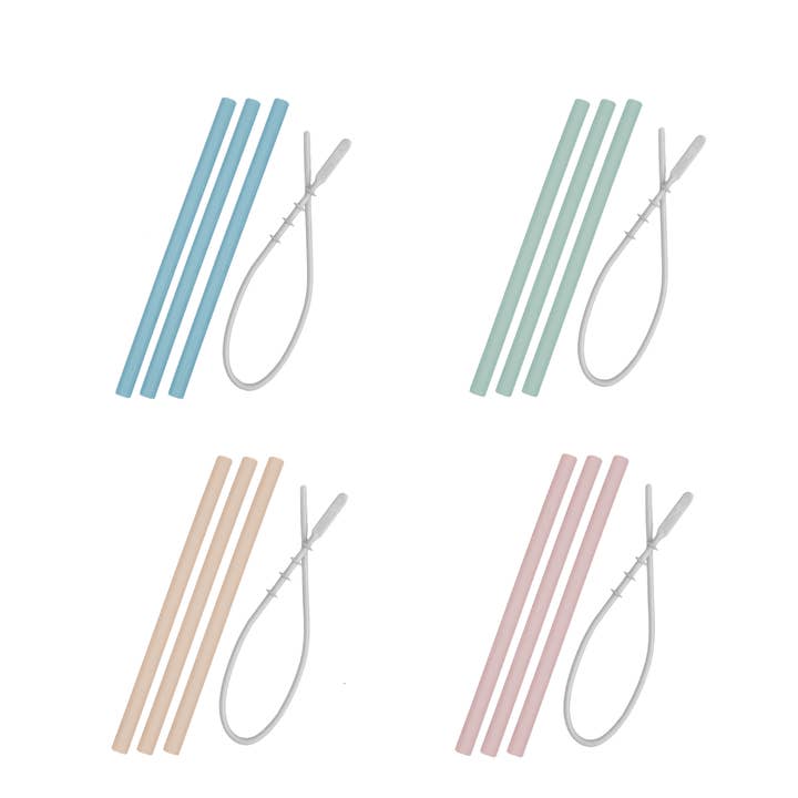 MiniKOiOi Straws + Brush – Silicone Straws – 3 Pack for wholesale by Muslinz - MerryGoRoundUK Ltd