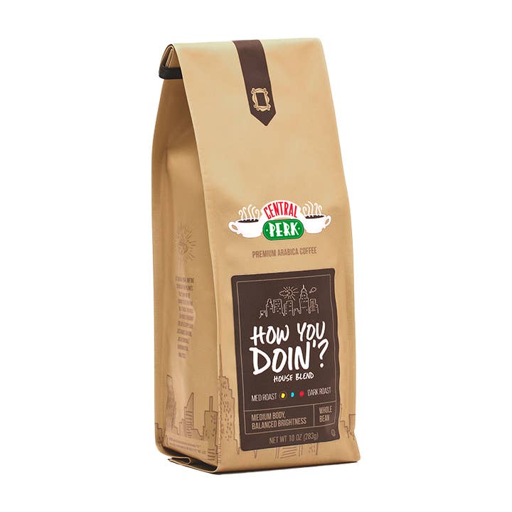 Central Perk Coffee Co - Wholesale Coffee Beans - How You Doin'? - House Blend Whole Bean Medium Roast Coffee, 10 oz (FAIRE) Full Case of 6