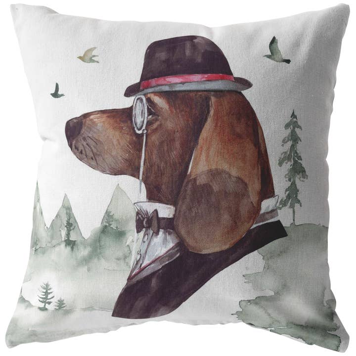 Basset Hound Throw Pillow, Dog Pillow, Pet Portrait Pillow, Gift for Dog Lovers for wholesale by The Creative Pioneer
