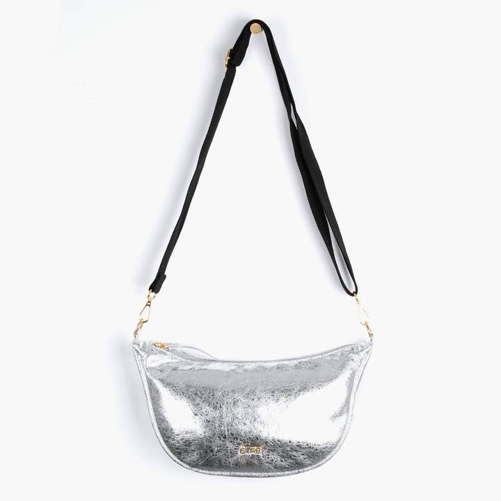 Bellamy Half Moon Crossbody Bag - Silver, Faux Leather for wholesale by ÊTRE