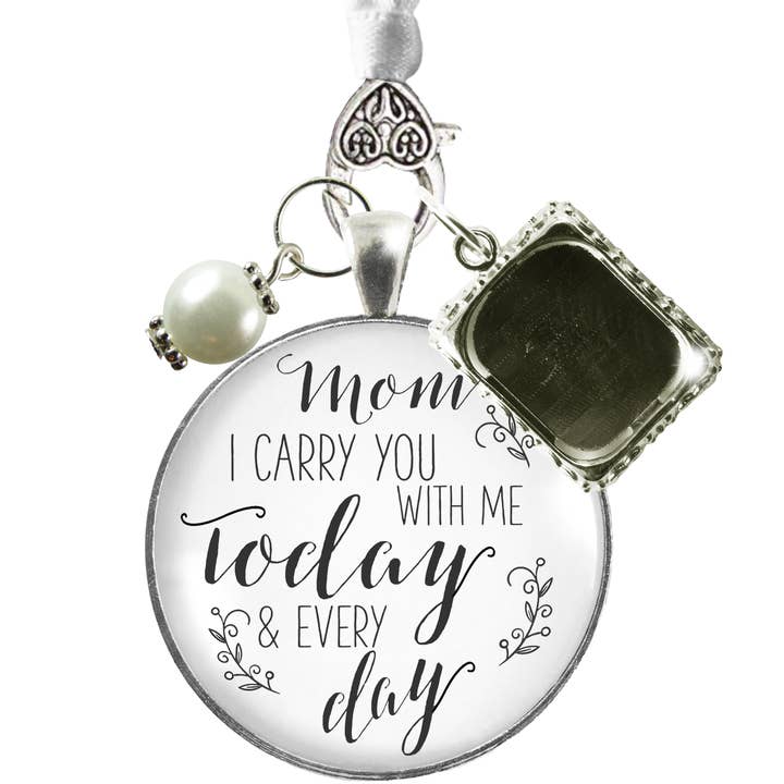 Bridal Bouquet Photo Charm Mom I Carry You Wedding White ^ for wholesale by Gutsy Goodness
