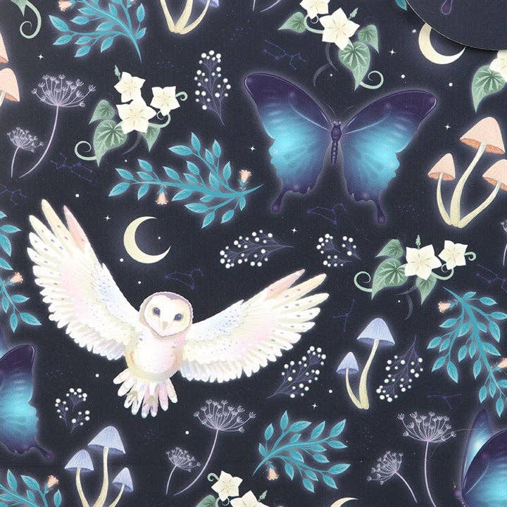 Something Different Wholesale - Vendita all'ingrosso Buste regalo - Borsa regalo media 23 cm con stampa civetta nella foresta di mezzanotte4