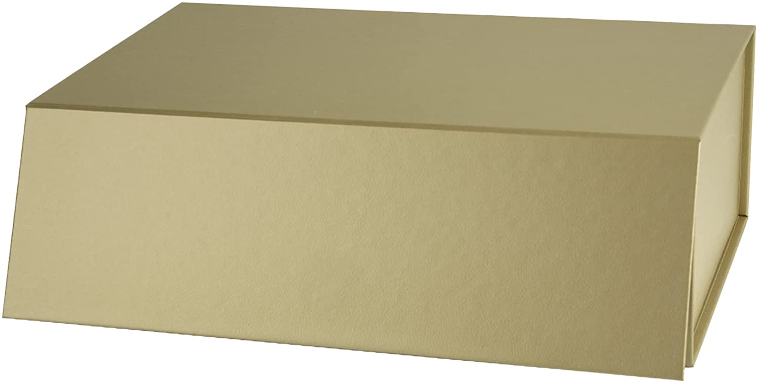LA Ribbons Wholesale - Wholesale Gift Box - 14" x 9" x 4.3" Collapsable Gift Box w/ Magnetic Square Flap Lid | Gold0