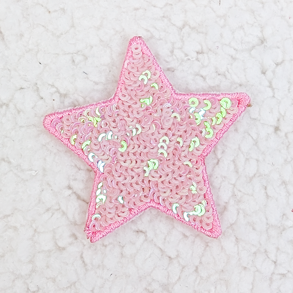 Trendy Transfers - Wholesale Patch - LIGHT PINK sequin STAR HAT/POCKET Patch0