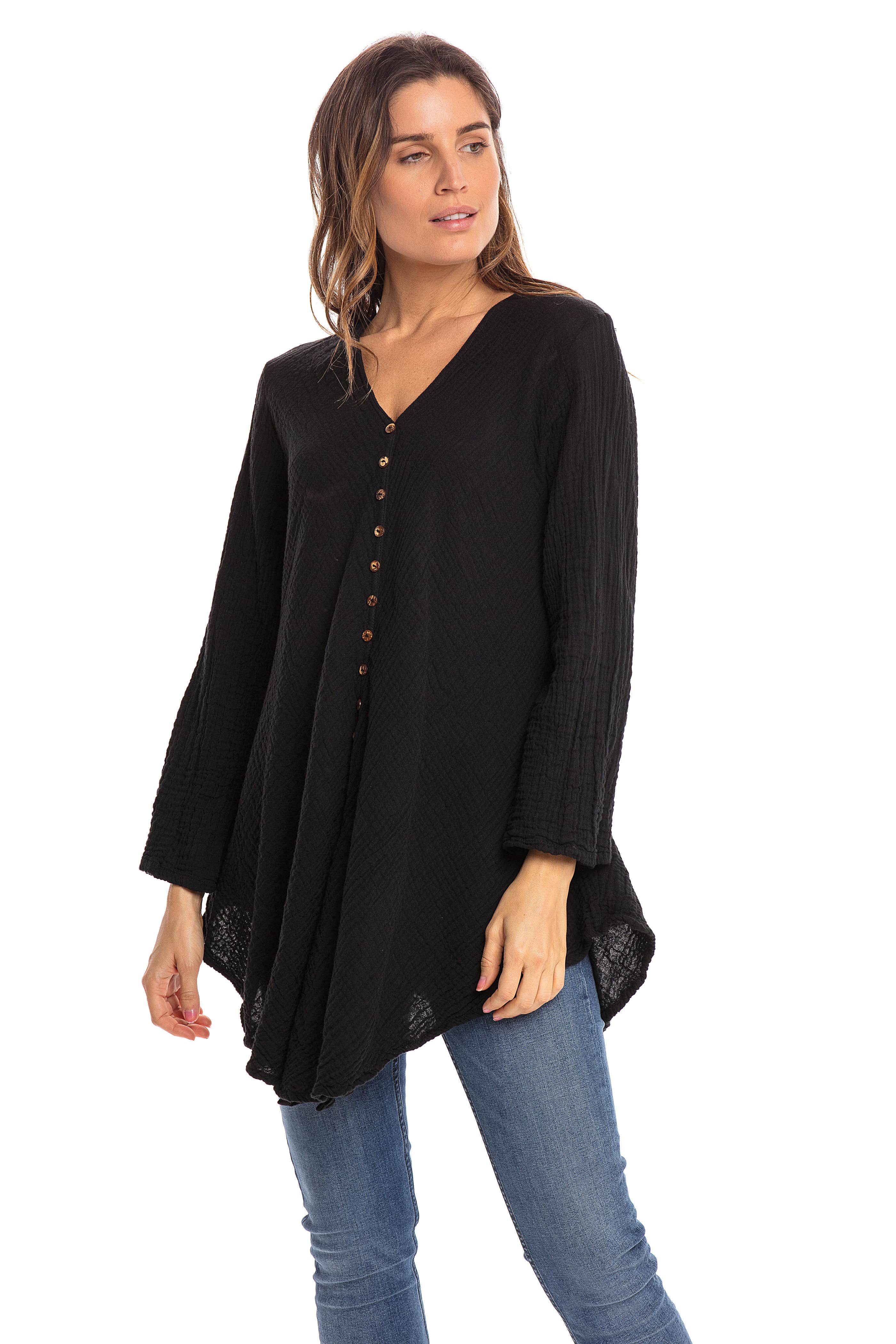 Nusantara Inc. - Wholesale Blouse - Women's - Thai Cotton Button Front Top-048271