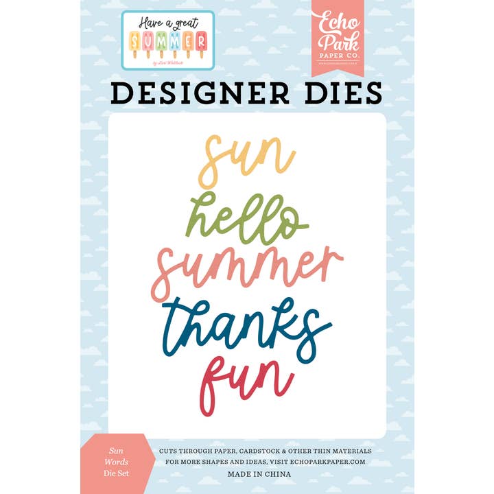 Conjunto de Cortantes Grandes: Palavras de Sol - Tenha Um Ótimo Verão por atacado de Echo Park Paper Co.