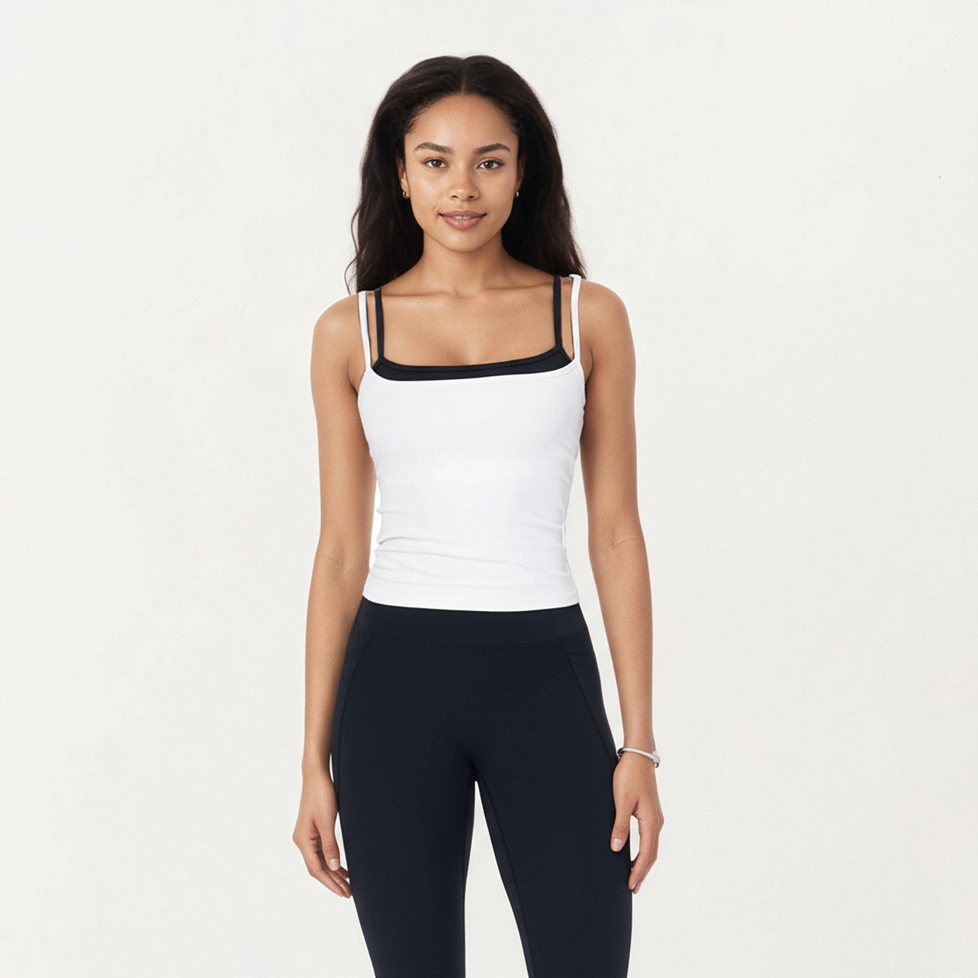 Active by Anna-Kaci – wholesale Sportöverdel – Dam – Dubbelremmad åtsittande aktivt linne med inbyggd hylla-bh13