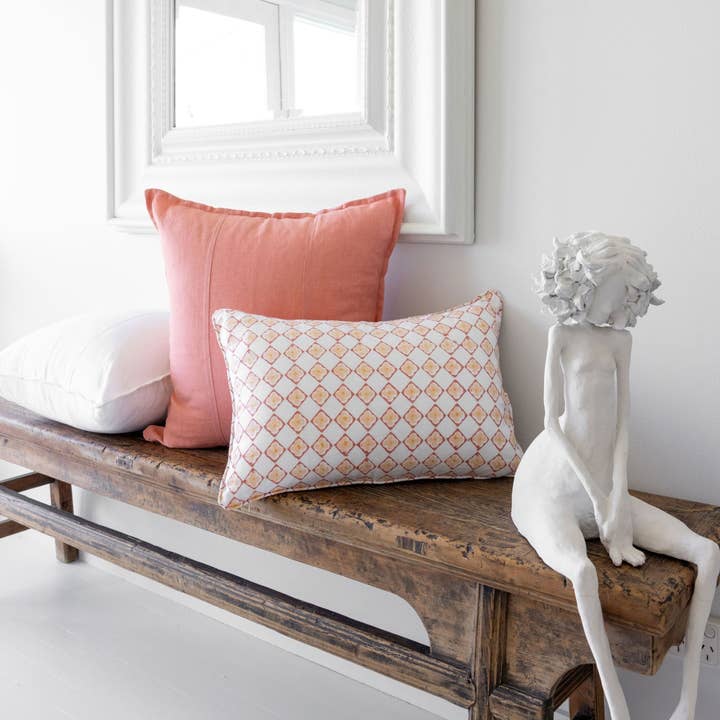 Humble Living - Wholesale Lumbar pillow - Daisy Bloom (Lumbar) - Spiced Coral3