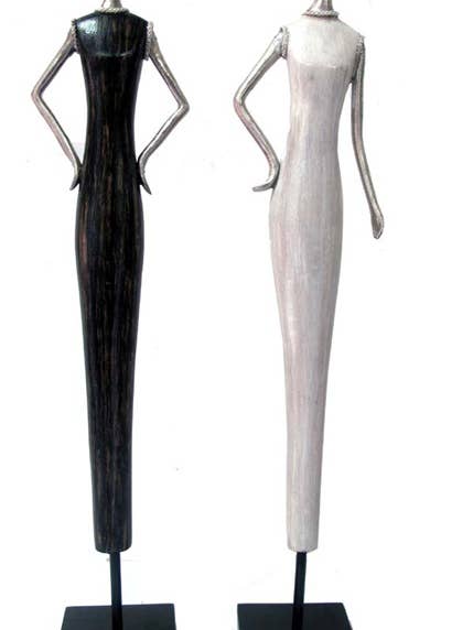 Manequins Black and White stylized lady figurines set 22" for wholesale by Spectrum Home Fashions, Inc.