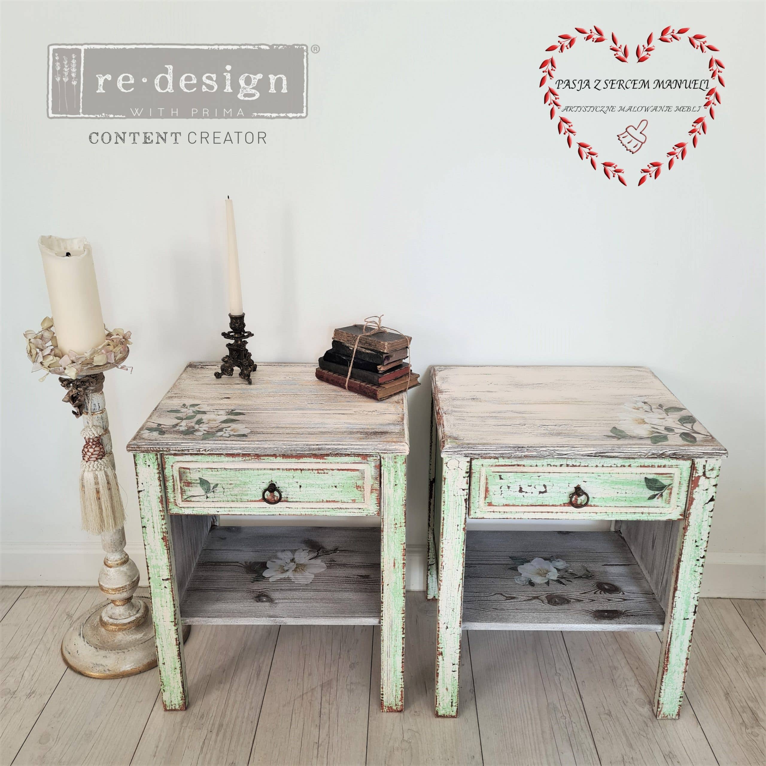 Redesign with Prima - Wholesale Wall Stencils - Redesign With Prima Small Transfers White Magnolia 6"x12"2