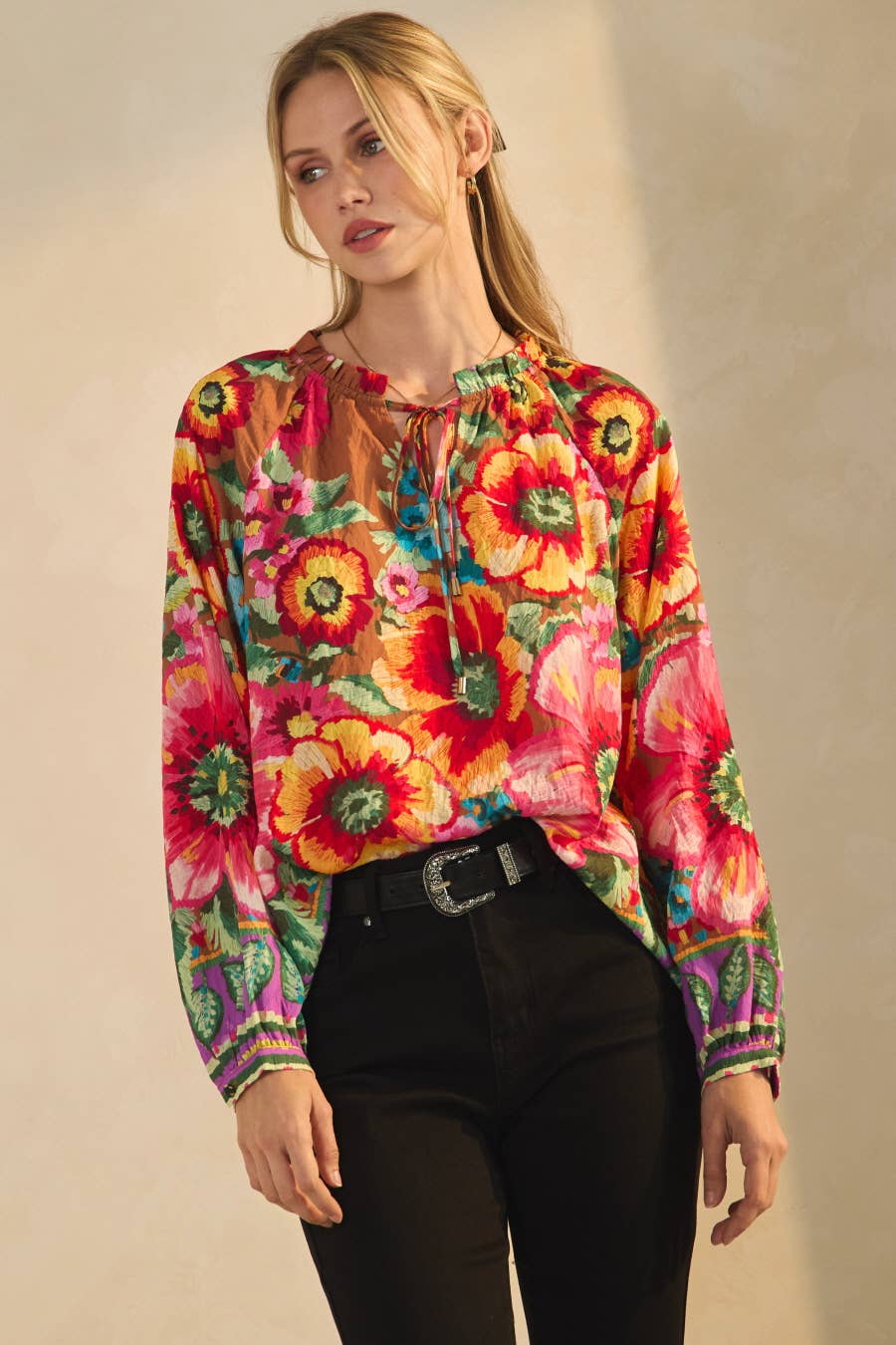 Oddi - Wholesale Blouse - Women's - Floral Border Printed Blouse9