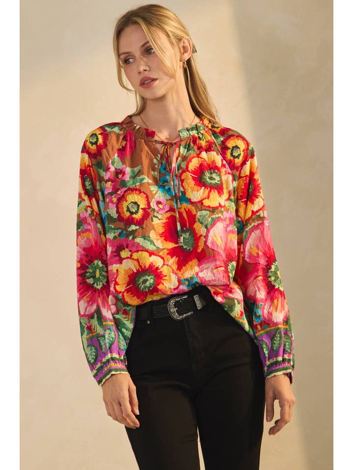 Oddi - Wholesale Blouse - Women's - Floral Border Printed Blouse9