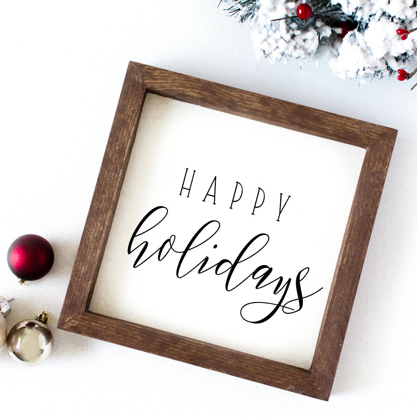 Charming Wood Home - Wholesale Wall Sign - Happy Holidays Square Painted Wood Sign1