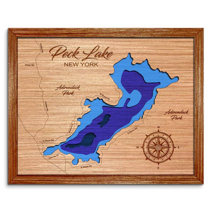 Peck Lake NY Dybdekort - Hjem & Vægdekoration for engroshandel hos Premier Gifts and More