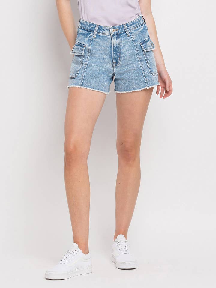 IBIZA HIGH RISE BOYFRIEND CARGO SHORTS LV1342 for wholesale on Faire