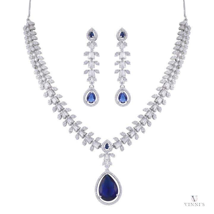 Buy Bridal Ad Jewelry Necklace | Sapphire Solitude for wholesale by Vinnis Jewelry