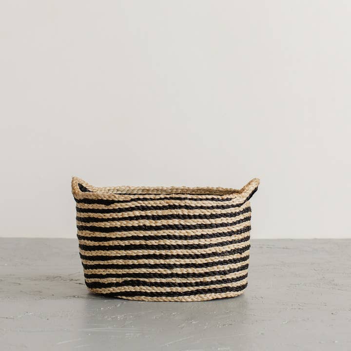 Will & Atlas – Cesta por atacado – Cesto Oval com pega, juta - riscado2