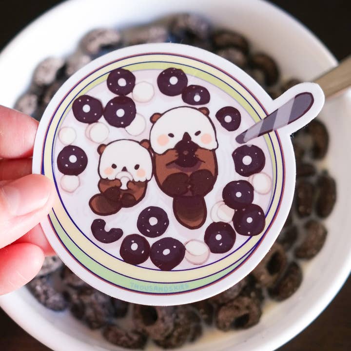 Thousand Skies - Vente Autocollant - Bol à céréales en vinyle autocollant Otters0