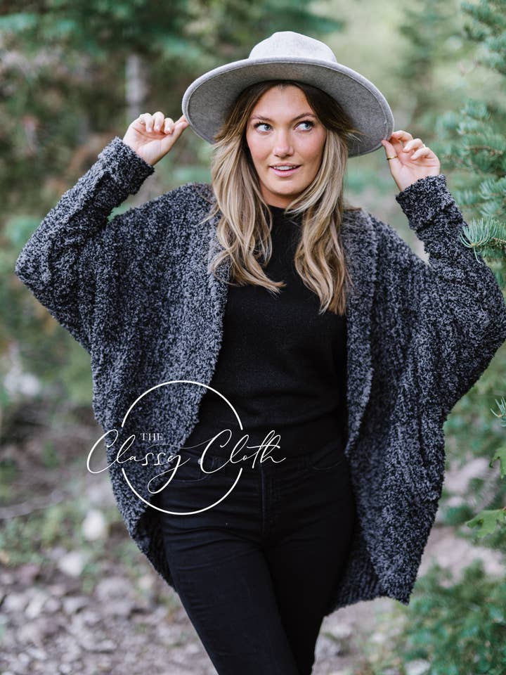The Classy Cloth WS - Wholesale Cardigan – Women’s - Luxe Cardigan - Black Marled RTS