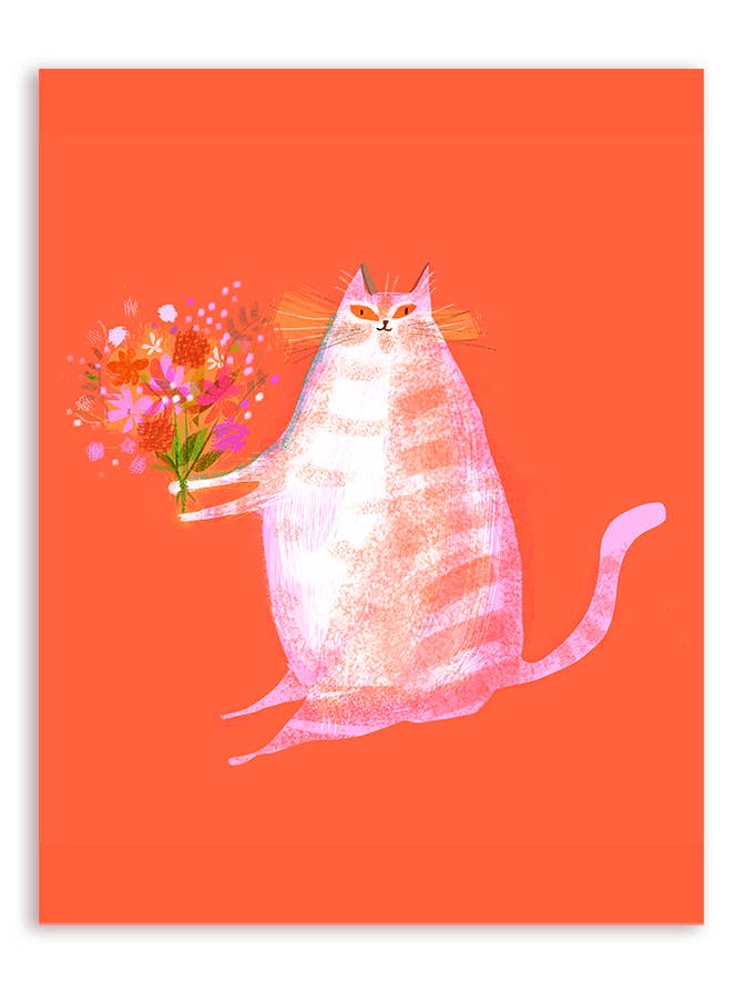 Cartão de gato flor por atacado de The Dancing Cat