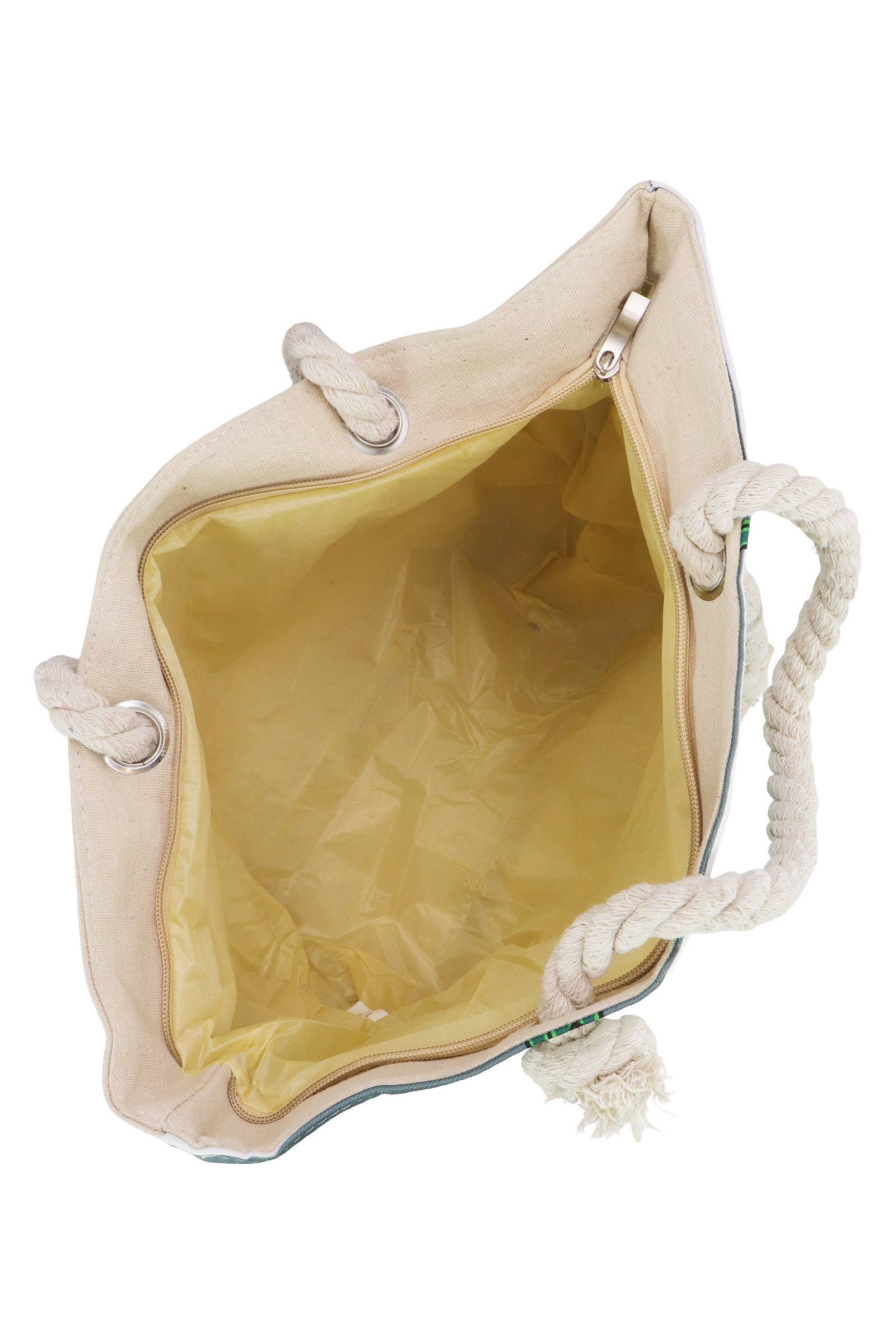 AS SHOWN Vibrant Cactus Print Zippered Canvas Tote Bag for wholesale on Faire4