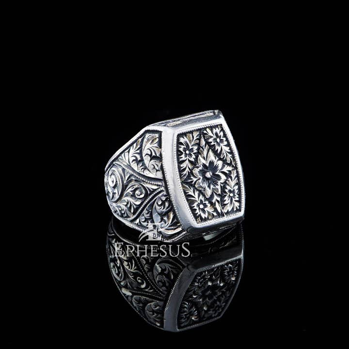 Hand Engraved Ring for Men Sterling Silver for wholesale by Ephesus Jewelry