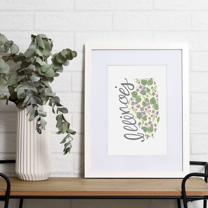 Carte de l'État de l'Illinois, impression artistique pour la vente par Erica Catherine Illustration