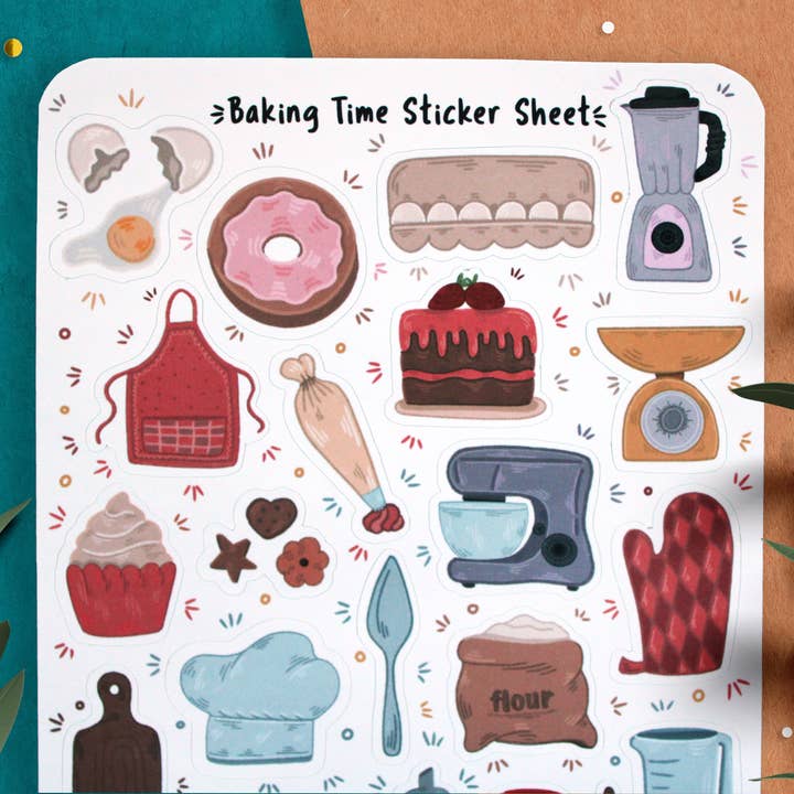 Bartista - Vendita all'ingrosso Adesivo - Foglio di adesivi Baking Time, adesivi Bullet journal, agenda1