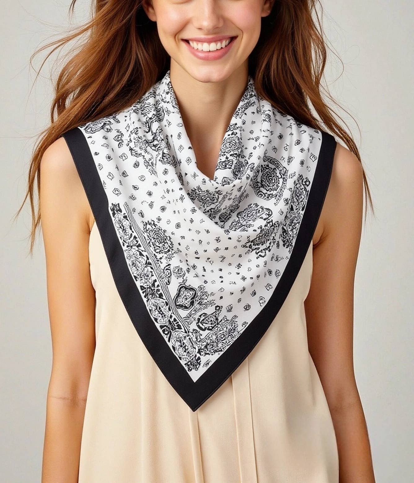JC Sunny Fashion – wholesale Scarf – Women's – JC023328T Printed Triangle Scarf – Bandana Style Wrap / Shawl22