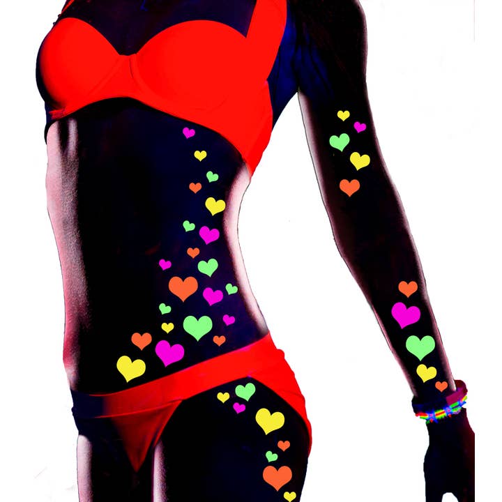 Sasswear - Wholesale Nipple Pasties - Women's - Heart Blacklight Body Stickers-40 Pk1