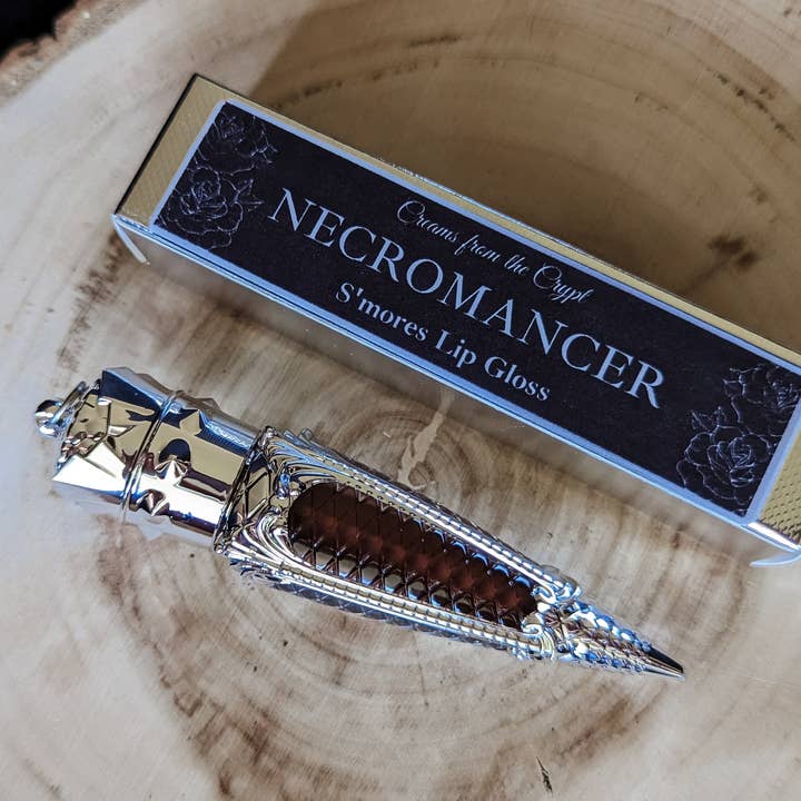 Crypt Cosmetics - Wholesale Lip Gloss - NECROMANCER (Silver) - Dark brown spiced chocolate lip gloss