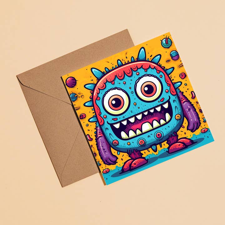 Biglietto di Auguri Mostro – Biglietto di Compleanno Illustrato Vuoto per la vendita all'ingrosso da parte di simply creative