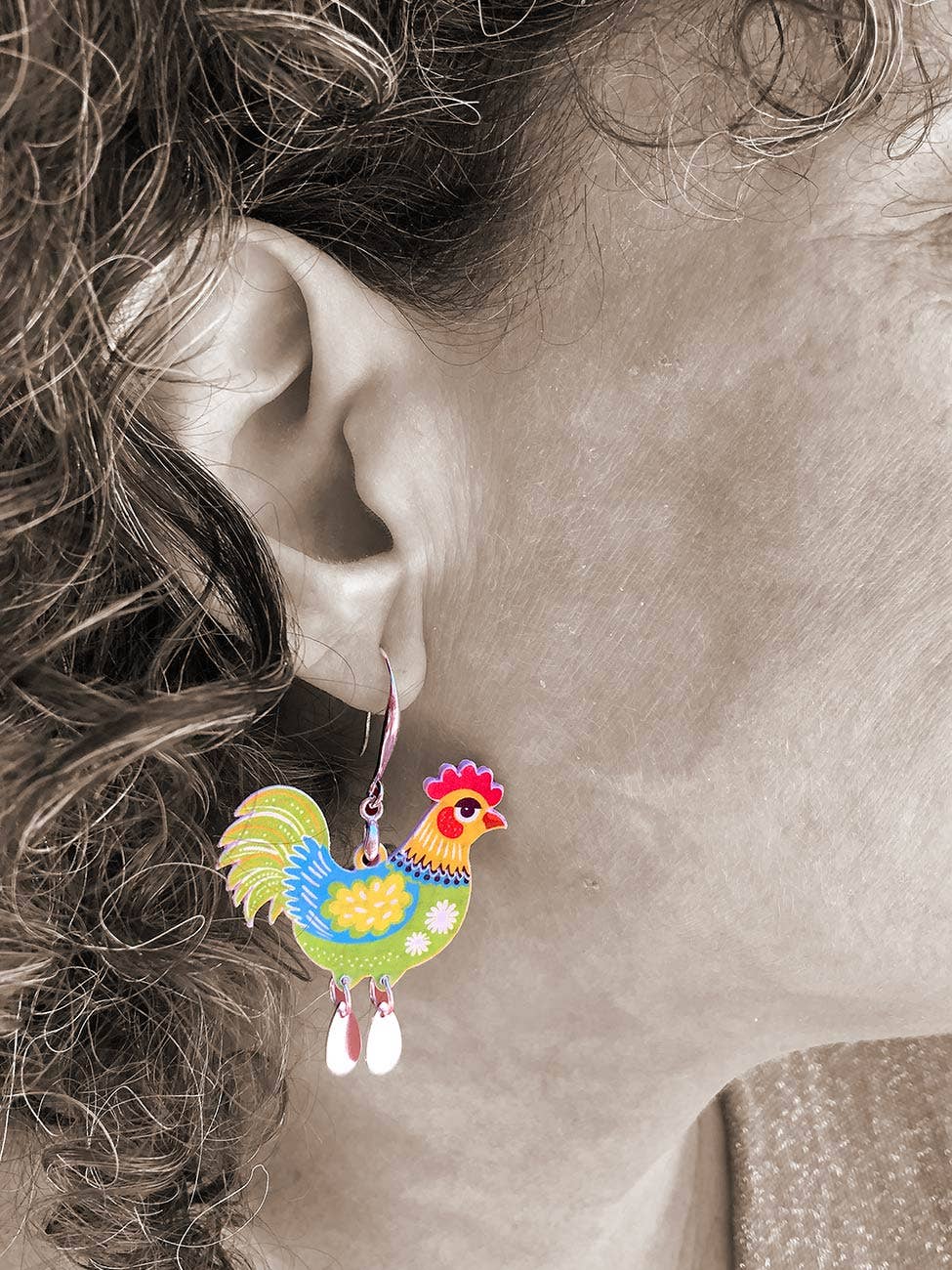 Pipapaper - Wholesale Dangle Earrings - green hen earring1
