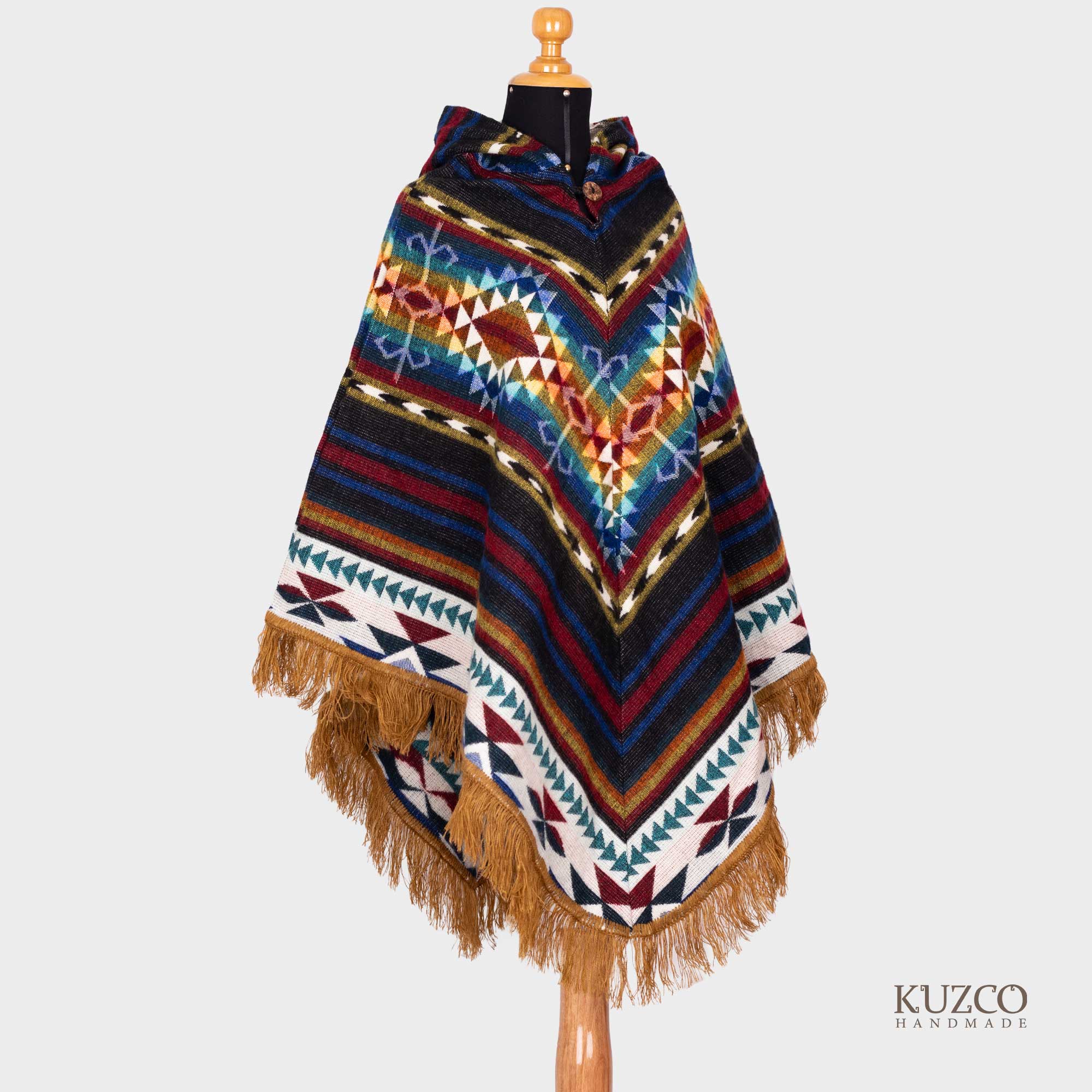 KuzcoHandmade - Venta al por mayor Poncho - Unisex - Poncho Andino de Alpaca de Ecuador con Capucha Unisex2