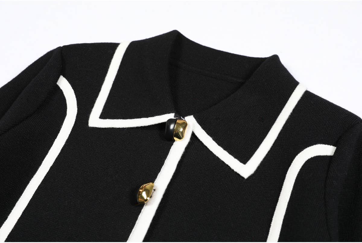 Productseeker – wholesale Top & pants set (NOT Loungewear) – Women's – SET91Y Chic Tweed Knit Cardigan Jacket & Trimmed Pants Set1