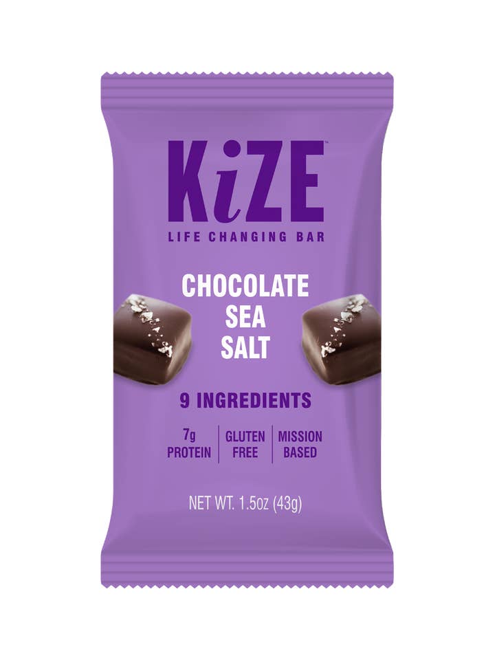 Chocolate Sea Salt, Protein Snack Bar, 1.5oz, 10ct for wholesale by KiZE Life Changing Bars
