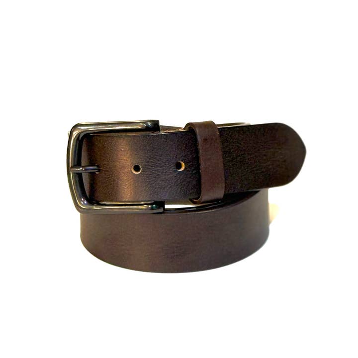 Ceinture en cuir marron avec boucle noire Jeans pour la vente par Greenwood Leather