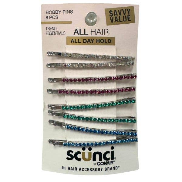 St. Louis Wholesale LLC - Wholesale Hair Pin - Scunci By Conair - #10393 - 8Pack Jeweled Bobby Pin Set 0