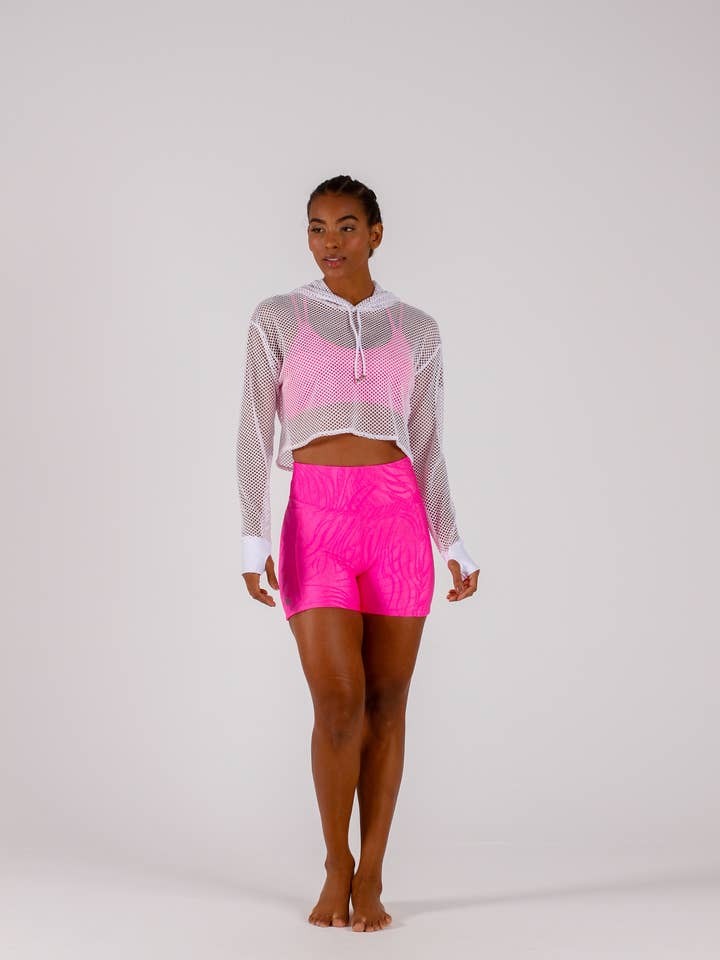 Sudadera blanca de malla de manga larga para venta al por mayor de Cloud9ine Activewear