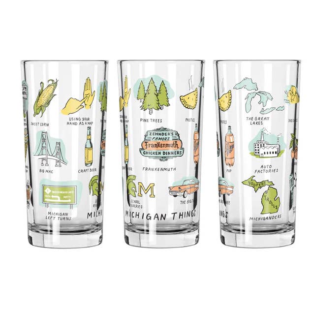 Michigan Things 15oz Glass for wholesale by City Bird