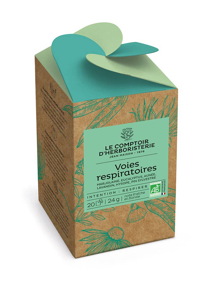 TISANE INFUSETTE VOIES RESPIRATOIRES BIO (X20) pour la vente par LE COMPTOIR D'HERBORISTERIE