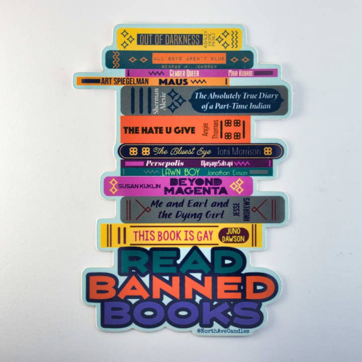 Book Themed Sticker / Read Banned Books / Bookstore Stickers for wholesale by North Ave Candles