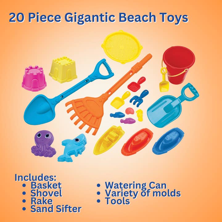 American Plastic Toys - Wholesale Beach/pool toy – Child & baby - 20 pc Gigantic Beach Set Toy for Kids2
