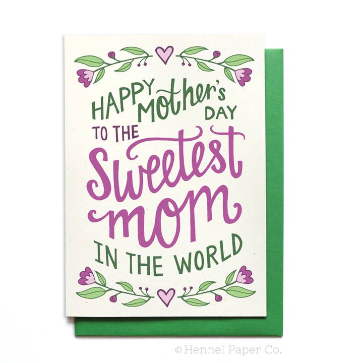 Mother's Day Card - Sweetest Mom for wholesale by Hennel Paper Co.